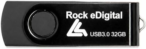 Rock eDigital 32GB USB 3.0 Flash Drive, High Speed Swivel Thumb Drive, Portable Memory Stick with Keyring Hole for Computer/Laptop/Car Audio, Black in Kuwait