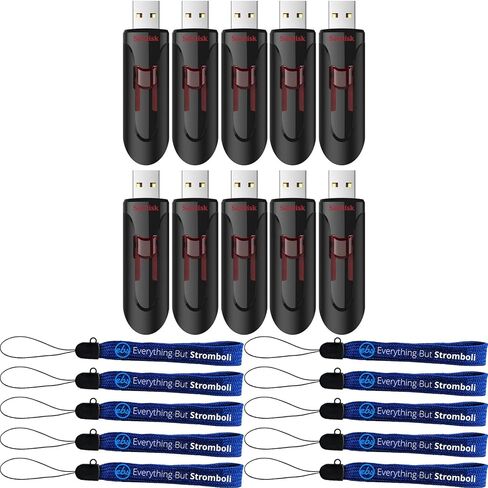 SanDisk (10 عبوات) محرك أقراص فلاش Cruzer Glide USB 3.0 سعة 64 جيجابايت من النوع A - SDCZ600-064G-B35 - حزمة مع (10) كل شيء ما عدا حبال سترومبولي in Kuwait