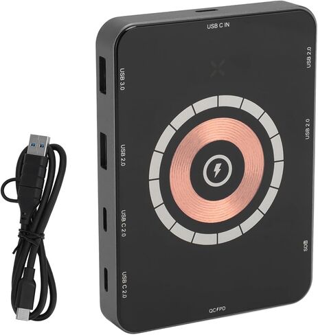 محور USB C، محول USB C Hub متعدد مع 1 منافذ USB3.0، 3 منافذ USB2.0، 2 منافذ USB C، قارئ بطاقة SD، منافذ شحن PD، محطة إرساء USB C من سبائك الألومنيوم لسطح المكتب للكمبيوتر المحمول in Kuwait