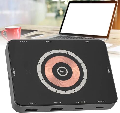 محور USB C، محول USB C Hub متعدد مع 1 منافذ USB3.0، 3 منافذ USB2.0، 2 منافذ USB C، قارئ بطاقة SD، منافذ شحن PD، محطة إرساء USB C من سبائك الألومنيوم لسطح المكتب للكمبيوتر المحمول in Kuwait