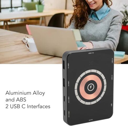 محور USB C، محول USB C Hub متعدد مع 1 منافذ USB3.0، 3 منافذ USB2.0، 2 منافذ USB C، قارئ بطاقة SD، منافذ شحن PD، محطة إرساء USB C من سبائك الألومنيوم لسطح المكتب للكمبيوتر المحمول in Kuwait