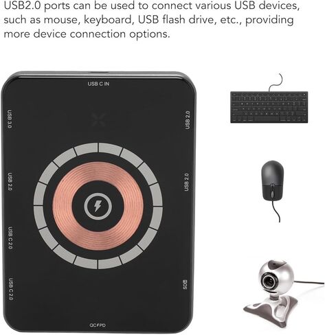 محور USB C، محول USB C Hub متعدد مع 1 منافذ USB3.0، 3 منافذ USB2.0، 2 منافذ USB C، قارئ بطاقة SD، منافذ شحن PD، محطة إرساء USB C من سبائك الألومنيوم لسطح المكتب للكمبيوتر المحمول in Kuwait