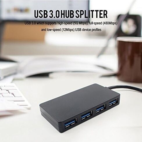 موزع توسيع USB 3.0 بـ 4 منافذ عالي السرعة ونحيف ومدمج، أسود، 159187 in Kuwait
