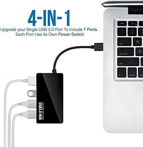 موزع توسيع USB 3.0 بـ 4 منافذ عالي السرعة ونحيف ومدمج، أسود، 159187 in Kuwait
