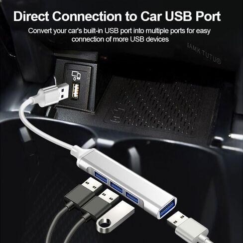 USB C Hub 4-Port Multiport Adapter, Metal USB-C to 4 USB Ports Expander for Laptop & Tablet, Plug and Play Portable USB Splitter for Home Office & Travel, Silver in Kuwait