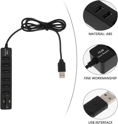 موزع USB عملي متعدد المنافذ من Kisangel مع منافذ شرائح عالية السرعة ومحول توسيع الكمبيوتر المحمول وقارئ بطاقة الذاكرة وموسع منفذ USB محمول وخفيف الوزن لأجهزة الكمبيوتر وأجهزة الكمبيوتر المحمولة in Kuwait