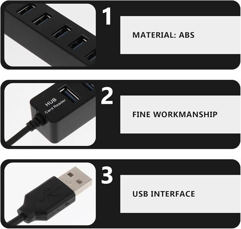 موزع USB عملي متعدد المنافذ من Kisangel مع منافذ شرائح عالية السرعة ومحول توسيع الكمبيوتر المحمول وقارئ بطاقة الذاكرة وموسع منفذ USB محمول وخفيف الوزن لأجهزة الكمبيوتر وأجهزة الكمبيوتر المحمولة in Kuwait