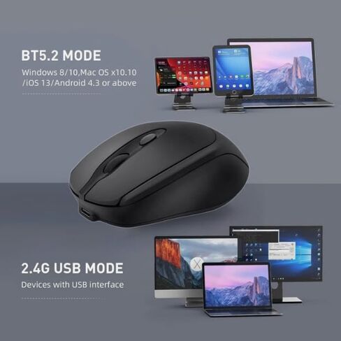 ماوس لاسلكي صامت لجهاز MSI Cyborg 15 A13UCX، بلوتوث، 2.4 جيجا هرتز مع مستقبل USB، هادئ وخفيف الوزن in Kuwait