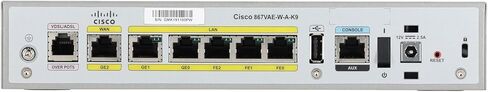 Cisco C867VAE-W-A-K9 Wireless Router VDSL ADSL Gigabit Ethernet 802.11n, 2.4 GHz, 5 RJ-45 Ports, USB, Built-in DSL Modem, for Home and Business Networking, 100-Piece in Kuwait