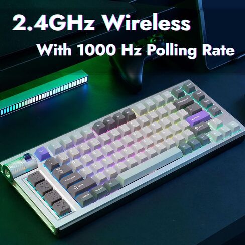 لوحة مفاتيح ألعاب LEMOKEY L1 HE 75% Hall Effect RGB، هيكل ألومنيوم كامل، اتصال ثلاثي الأوضاع، مشغل سريع وتشغيل قابل للتعديل، قابل للتبديل السريع، مكون الويب، مع مقبض، لنظامي التشغيل Windows وMac in Kuwait