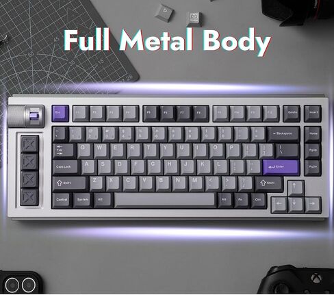لوحة مفاتيح ألعاب LEMOKEY L1 HE 75% Hall Effect RGB، هيكل ألومنيوم كامل، اتصال ثلاثي الأوضاع، مشغل سريع وتشغيل قابل للتعديل، قابل للتبديل السريع، مكون الويب، مع مقبض، لنظامي التشغيل Windows وMac in Kuwait