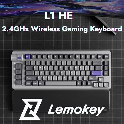 لوحة مفاتيح ألعاب LEMOKEY L1 HE 75% Hall Effect RGB، هيكل ألومنيوم كامل، اتصال ثلاثي الأوضاع، مشغل سريع وتشغيل قابل للتعديل، قابل للتبديل السريع، مكون الويب، مع مقبض، لنظامي التشغيل Windows وMac in Kuwait