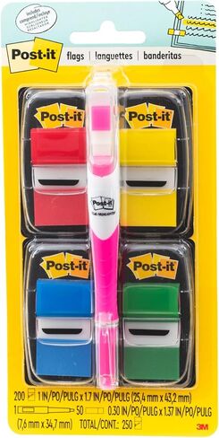 عبوة قيمة لأعلام Post-it، 50/موزع، 4 موزعات/عبوة، 1 بوصة واسعة، ألوان متنوعة، تتضمن أعلام مجانية + هايلايتر (680-RYBGVA) in Saudi Arabia