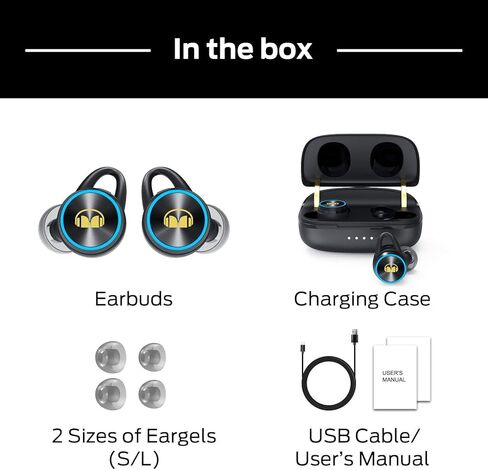 Monster Clarity 101Plus AirLinks Wireless Earbuds, Bluetooth 5.0 in-Ear Headphones with Charging Case, Stereo Earphones Deep Bass Sound, Built-in Mic, Clear Call, Water Resistant Design for Sports in Kuwait