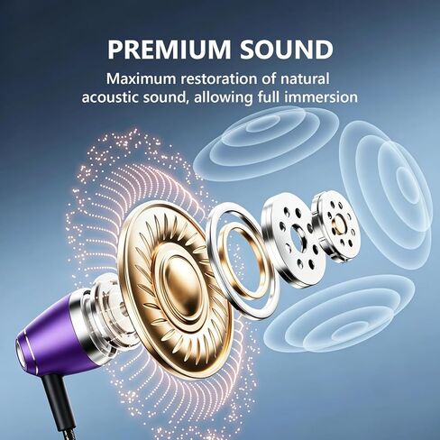 Wired Earbuds with Microphone, 3.5mm in-Ear Headphones, HiFi Stereo Sound, Noise Isolating Earphones with Volume Control, Compatible with Phone, Android, Laptop, Tablet in Kuwait