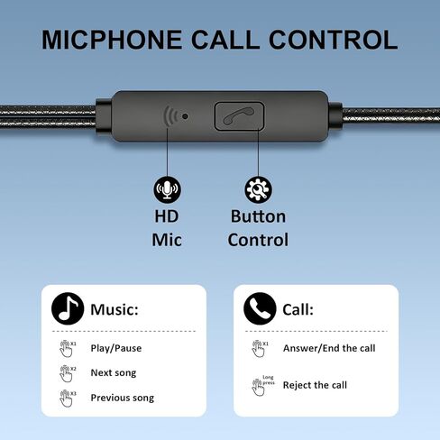 Wired Earbuds with Microphone, 3.5mm in-Ear Headphones, HiFi Stereo Sound, Noise Isolating Earphones with Volume Control, Compatible with Phone, Android, Laptop, Tablet in Kuwait
