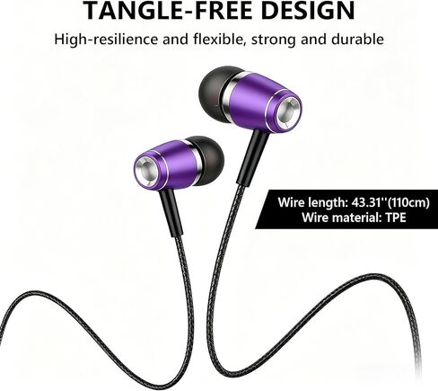 Wired Earbuds with Microphone, 3.5mm in-Ear Headphones, HiFi Stereo Sound, Noise Isolating Earphones with Volume Control, Compatible with Phone, Android, Laptop, Tablet in Kuwait