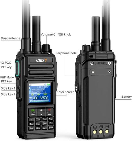 أجهزة اتصال لاسلكية شبكة KSUN 4G أجهزة راديو POC مجانية مدى الحياة مع بطاقة SIM مسبقة الدفع محمولة باليد ذات وضع مزدوج UHF IP68 مقاوم للماء وهدايا غير محدودة للمشي في الهواء الطلق والتخييم CT67P (عبوتان) in Kuwait