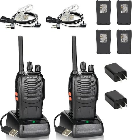 BAOFENG Walkie Talkies Long Range for Adults with 4 Rechargeable Batteries Earpiece, Two Way Radio BAOFENG BF-88A Portable 2 Way Radio for Family Hiking Camping-2 Pack in Kuwait