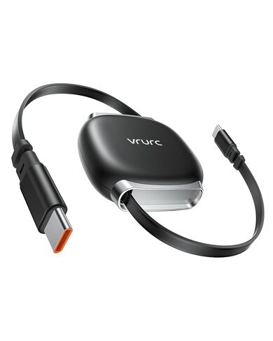شاحن VRURC C USB قابل للسحب - كابل شحن سريع 240 وات متعدد الشحن قابل للسحب USB C إلى USB C كابل تخزين سريع متوافق مع السيارة والسفر بطول 3.3 قدم 48 فولت 3.25 أمبير in Kuwait