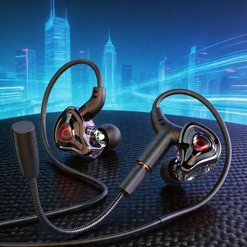 (Wear Professional Microphone) HiFi Gaming in Ear Headphones, soundproof earplugs with Microphone - Clear Sound, Low bass, no delay in Kuwait