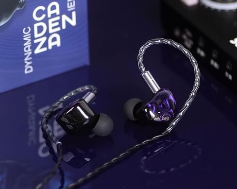 سماعات أذن Linsoul Kiwi Ears Cadenza داخل الأذن (أرجوانية) + كابل أرجواني مطلي بالفضة من Tripowin Zonie 16 Core (2pin-0.78mm، 3.5mm) in Kuwait