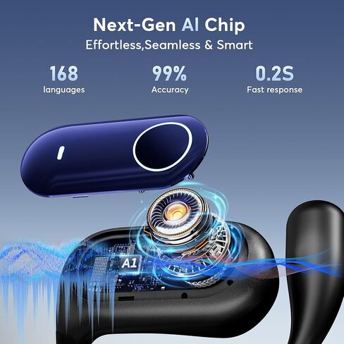 168 Languages AI Live Translation Earbuds, 4-in-1 Smart Mode Bluetooth 5.4 Touch Screen Earphones Real-Time Headphones Translator, Fit iOS and Android Ideal for Business and Learning, Deep Blue in Kuwait