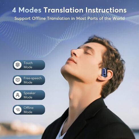 168 Languages AI Live Translation Earbuds, 4-in-1 Smart Mode Bluetooth 5.4 Touch Screen Earphones Real-Time Headphones Translator, Fit iOS and Android Ideal for Business and Learning, Deep Blue in Kuwait