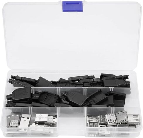 Dan&Dre 18 * 10 * 20PcsSet Type A 2.0 USB Conne3 20PcsSet Type A 2.0 USB Male 4 Pin Plug Socket Adapter with Black Plastic Cover Crimp Connector 4 Pin in Kuwait