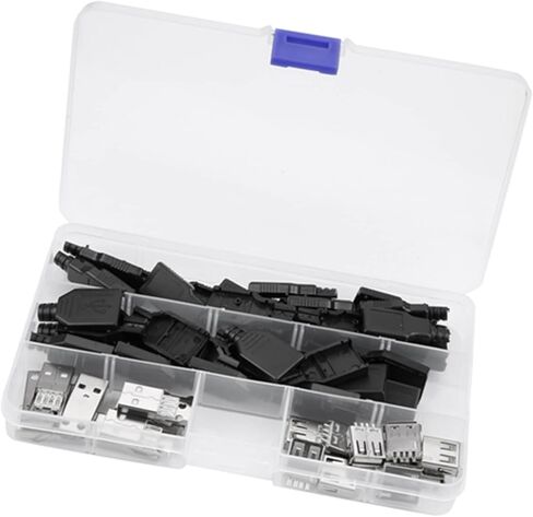Dan&Dre 18 * 10 * 20PcsSet Type A 2.0 USB Conne3 20PcsSet Type A 2.0 USB Male 4 Pin Plug Socket Adapter with Black Plastic Cover Crimp Connector 4 Pin in Kuwait