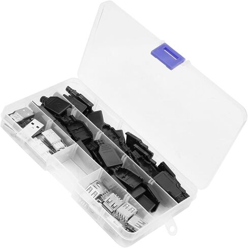 Dan&Dre 18 * 10 * 20PcsSet Type A 2.0 USB Conne3 20PcsSet Type A 2.0 USB Male 4 Pin Plug Socket Adapter with Black Plastic Cover Crimp Connector 4 Pin in Kuwait