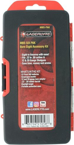LaserLyte MBS-PAK Universal Laser Bore Sight Accessory Kit with Bubble Level, Daylight Target, Shotgun Adapters, Extra Batteries and Carrying Case Black 8" x 5.5" x 1.75" in Kuwait