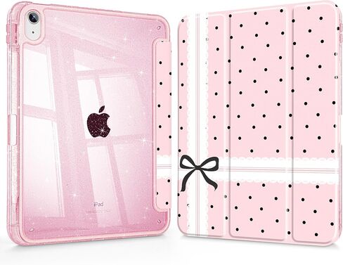 حافظة Mektron اللامعة لجهاز iPad 2025 مقاس 11 بوصة A16 chip الجيل الحادي عشر Fit 2022 iPad الجيل العاشر 10.9 بوصة، غطاء نحيف لامع مع غطاء خلفي شفاف لامع وغطاء ذكي قابل للطي - شبكة وردية كرزية in Kuwait
