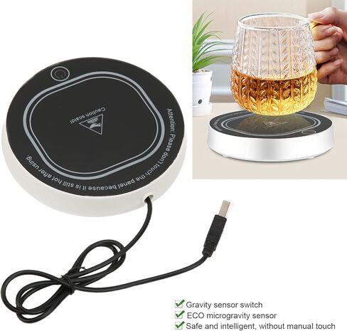 4.5inch Coffee Mug Warmer, USB Intelligent Cup Heating Mat, Utility Cup Warmer for Desk, Coffee Pad Constant Temperature for Milk Tea Water Hot Drinks (Black) in Kuwait