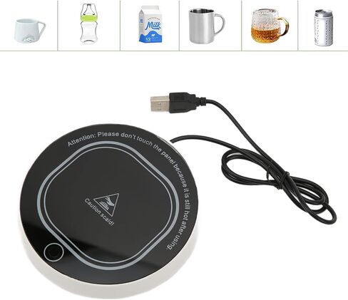 4.5inch Coffee Mug Warmer, USB Intelligent Cup Heating Mat, Utility Cup Warmer for Desk, Coffee Pad Constant Temperature for Milk Tea Water Hot Drinks (Black) in Kuwait