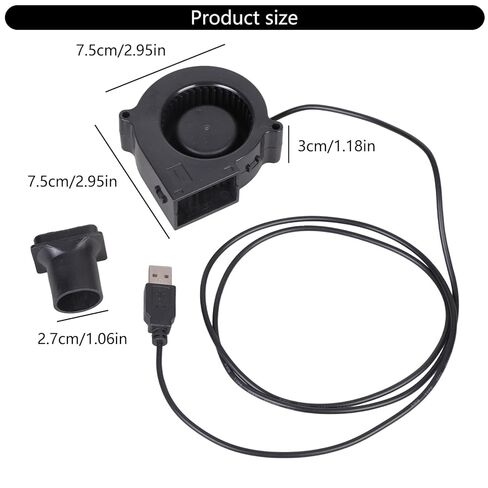 Turbo Blower 5V USB Plug Fan Portable Centrifugal with Speed Controller 2500RPM BBQ Grill Cooking Centrifugal for BBQ Grill Cooking Fire-Stove and More in Kuwait