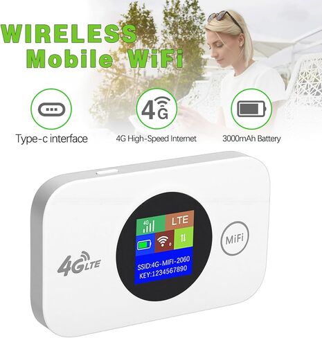 نقطة اتصال محمولة 4G، راوتر جيب بسرعة 300 ميجابت في الثانية، راوتر مدمج ببطارية 3000 مللي أمبير في الساعة للسفر والتخييم والعمل في الهواء الطلق in Kuwait