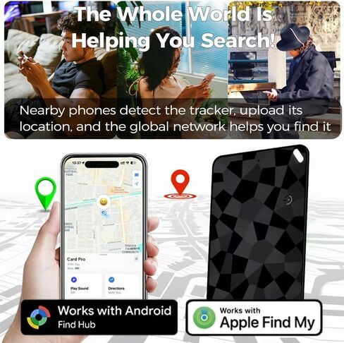 Wallet Tracker Card (iOS & Android), Ultra-Thin Bluetooth Smart Card Tracking Card Item Tracker Work with Apple Find My & Google Find Hub, IPX4 Rechargeable GPS Tracker for Wallet Passport Keys in Kuwait