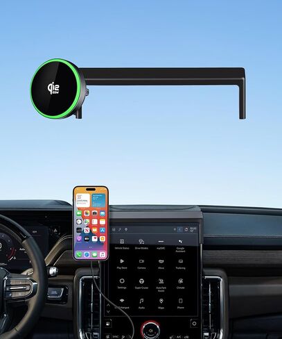 حامل هاتف شاحن سيارة لاسلكي سريع Qi2.2 Max 25W لشاشة GMC Yukon/Yukon XL 2025-2026 مقاس 16.8 بوصة، حامل هاتف مغناطيسي متوافق مع MagSafe in Kuwait