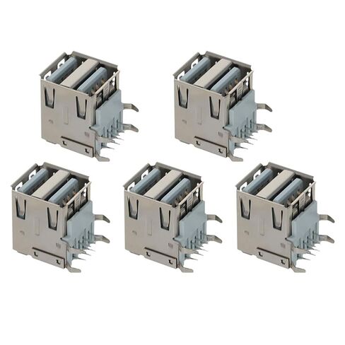 PCB USB Connector Type A Female Jack 8 Pin Double Layer 90 Degree Bend Foot Curled Edge 5Pcs,WuJuntool in Kuwait