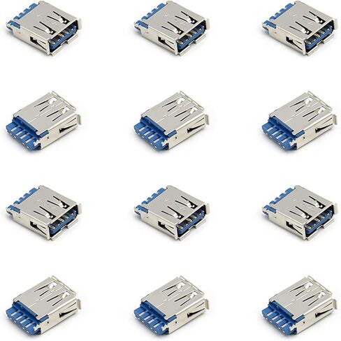 PCB USB موصل USB 3.0 أنثى جاك 4 دبوس 180 درجة حافة مجعدة 15 قطعة، WuJuntool in Kuwait