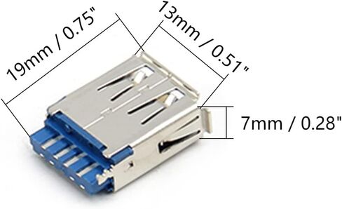PCB USB موصل USB 3.0 أنثى جاك 4 دبوس 180 درجة حافة مجعدة 15 قطعة، WuJuntool in Kuwait