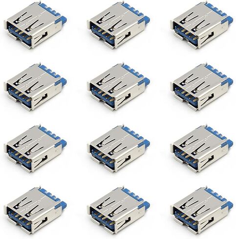 PCB USB موصل USB 3.0 أنثى جاك 4 دبوس 180 درجة حافة مجعدة 15 قطعة، WuJuntool in Kuwait