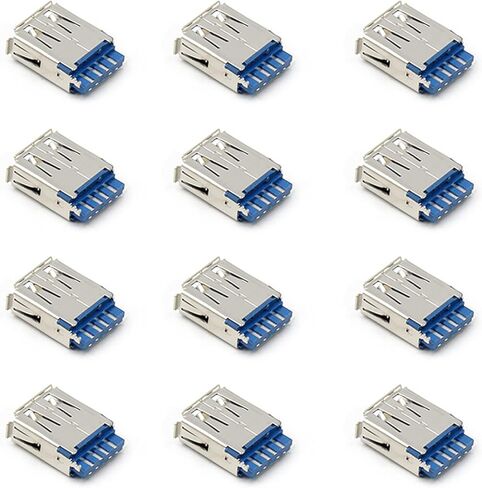PCB USB موصل USB 3.0 أنثى جاك 4 دبوس 180 درجة حافة مجعدة 15 قطعة، WuJuntool in Kuwait