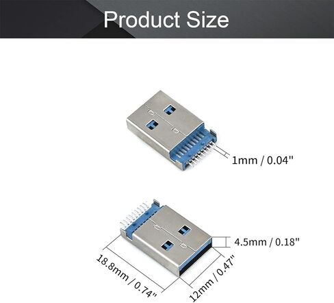 15 قطعة USB-AM 3.0 ذكر المقبس وصلة مرفاع 9 دبوس SMT 180 درجة موصل PCB، محول استبدال الإصلاح، أزرق، WuJuntool in Kuwait