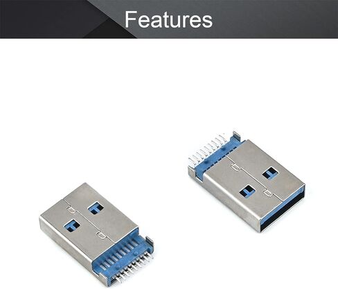 15 قطعة USB-AM 3.0 ذكر المقبس وصلة مرفاع 9 دبوس SMT 180 درجة موصل PCB، محول استبدال الإصلاح، أزرق، WuJuntool in Kuwait