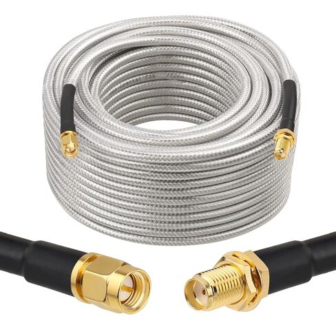 MOOKEERF RG8X SMA ذكر إلى SMA أنثى كابل محوري 50FT، كابل تمديد SMA منخفض للغاية 50 أوم لجهاز التوجيه، GPS، راديو RF، هوائي WiFi، معزز الإشارة، الوحدة النمطية وما إلى ذلك. in Kuwait