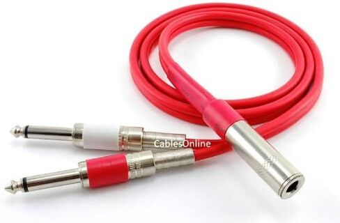 CablesOnline 3ft Ultra Flex 1/4 بوصة TRS مقبس أنثى ستيريو إلى كابل توصيل ذكر أحادي 1/4 بوصة TS، أحمر in Kuwait