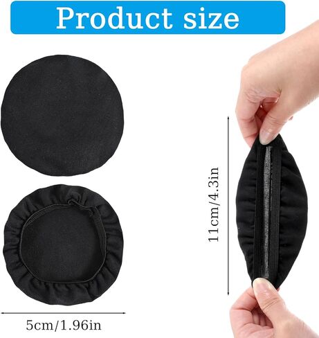 6pcs Fabric Headphone Ear Covers, Black Washable Ear Pad Cover Stretchable Earcup Nylon Cotton Headphone Protector Sweat Headset Cloth Fit 1.96" to 4.3 in Kuwait