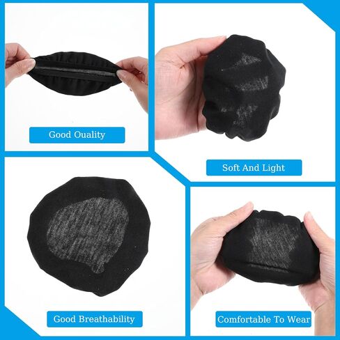 6pcs Fabric Headphone Ear Covers, Black Washable Ear Pad Cover Stretchable Earcup Nylon Cotton Headphone Protector Sweat Headset Cloth Fit 1.96" to 4.3 in Kuwait
